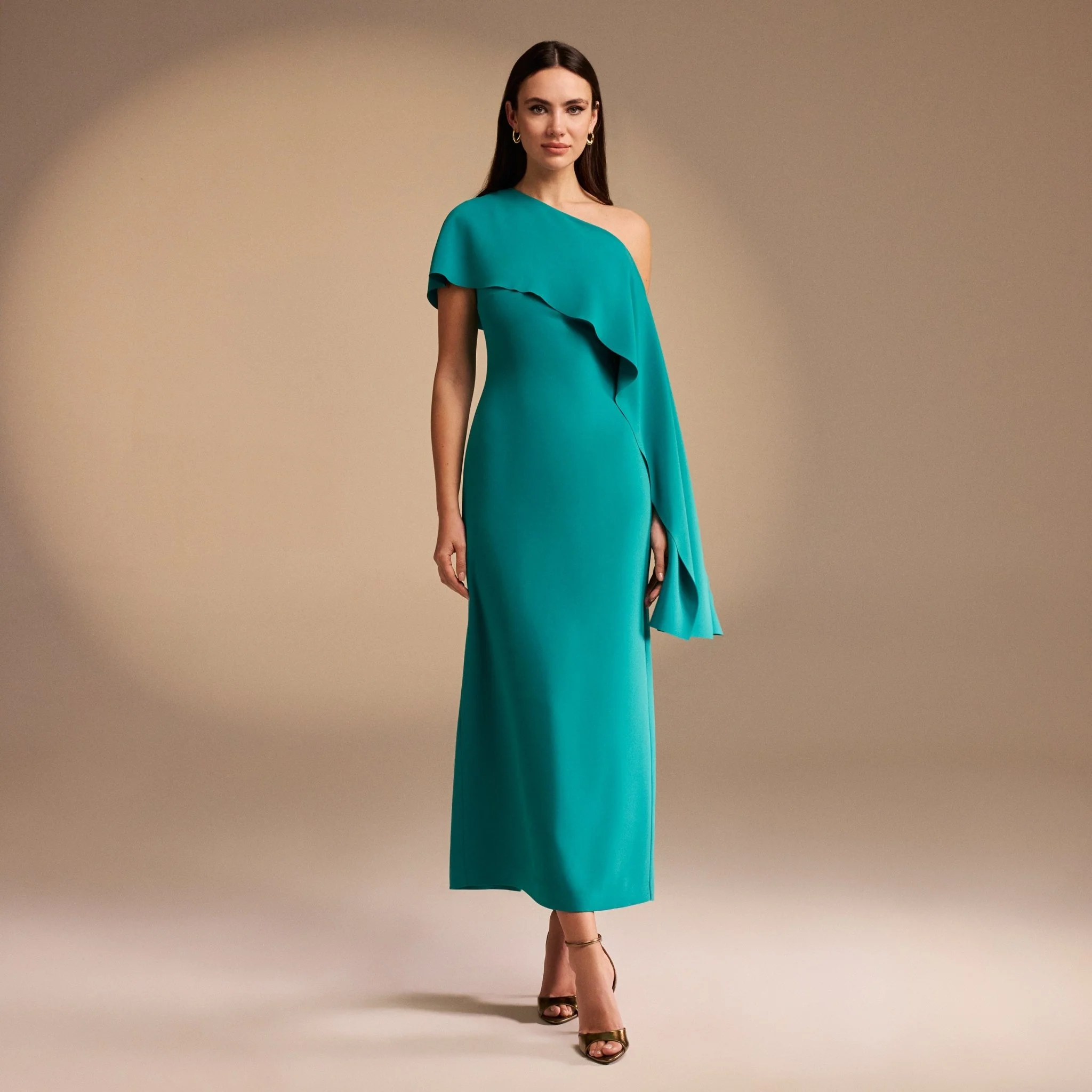 Off White Bare Shoulder Crepe Maxi Dress - Image 10