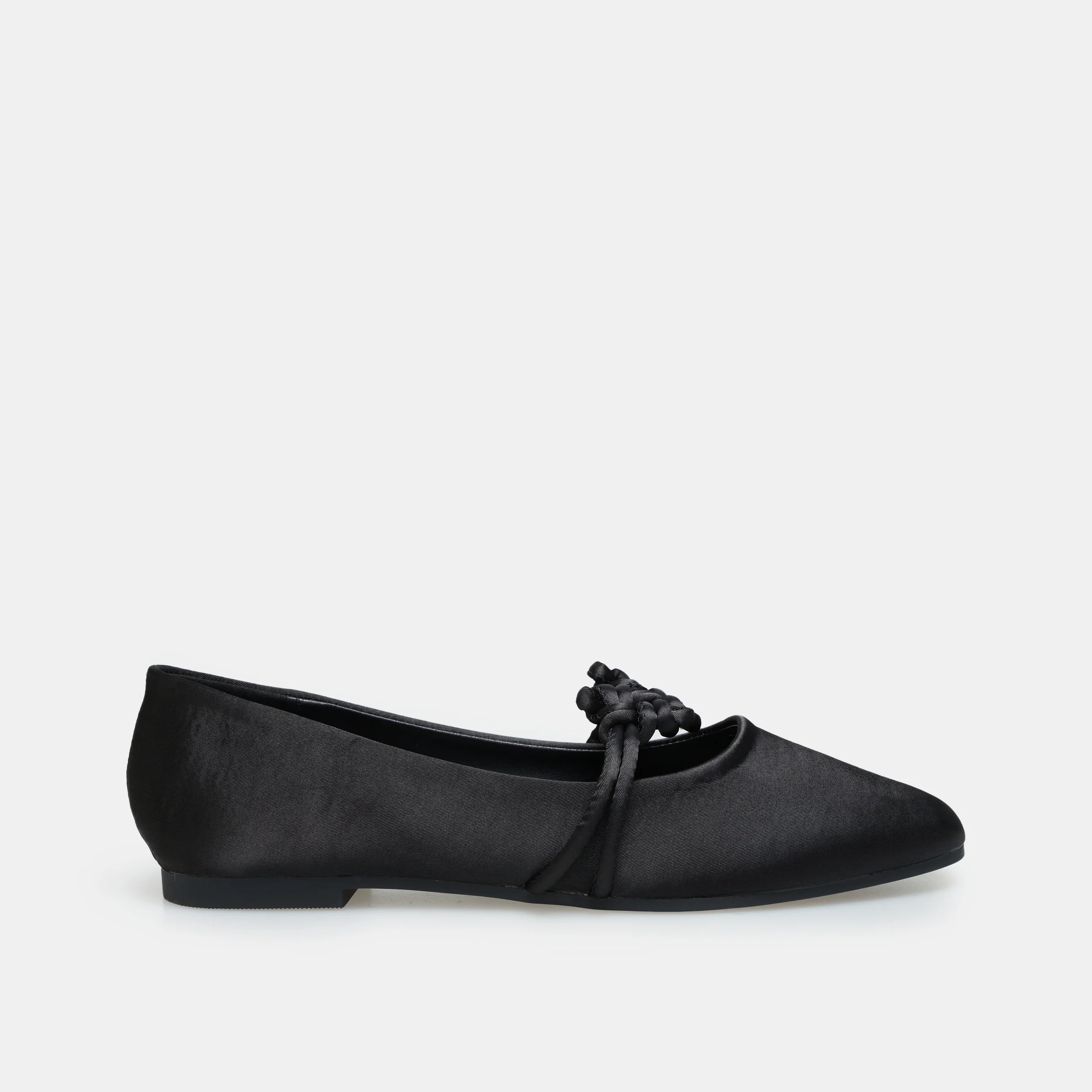 Black Satin Knot Flats