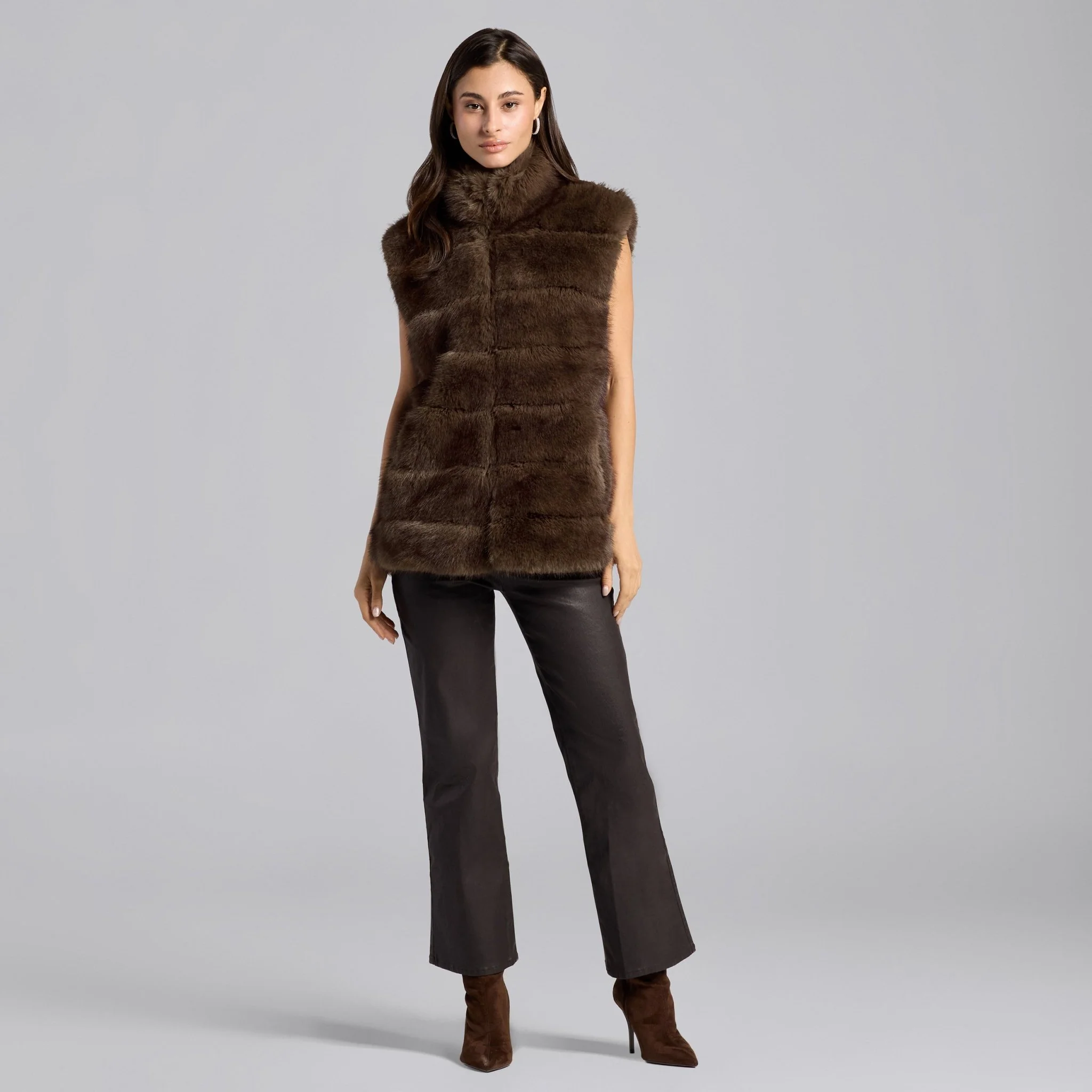 Brown Faux Fox Fur Vest - Image 2