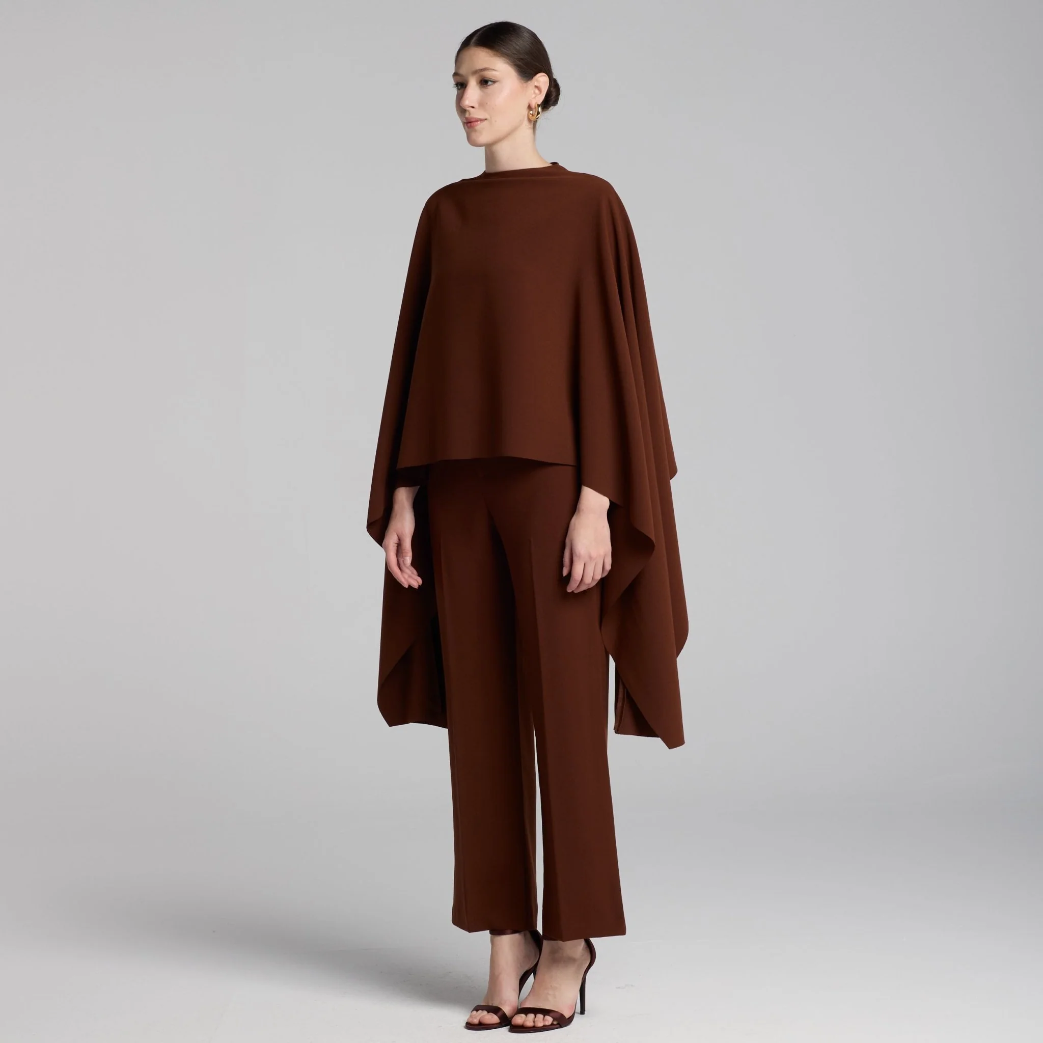 Brown Wide Leg Crepe Pants - Image 4
