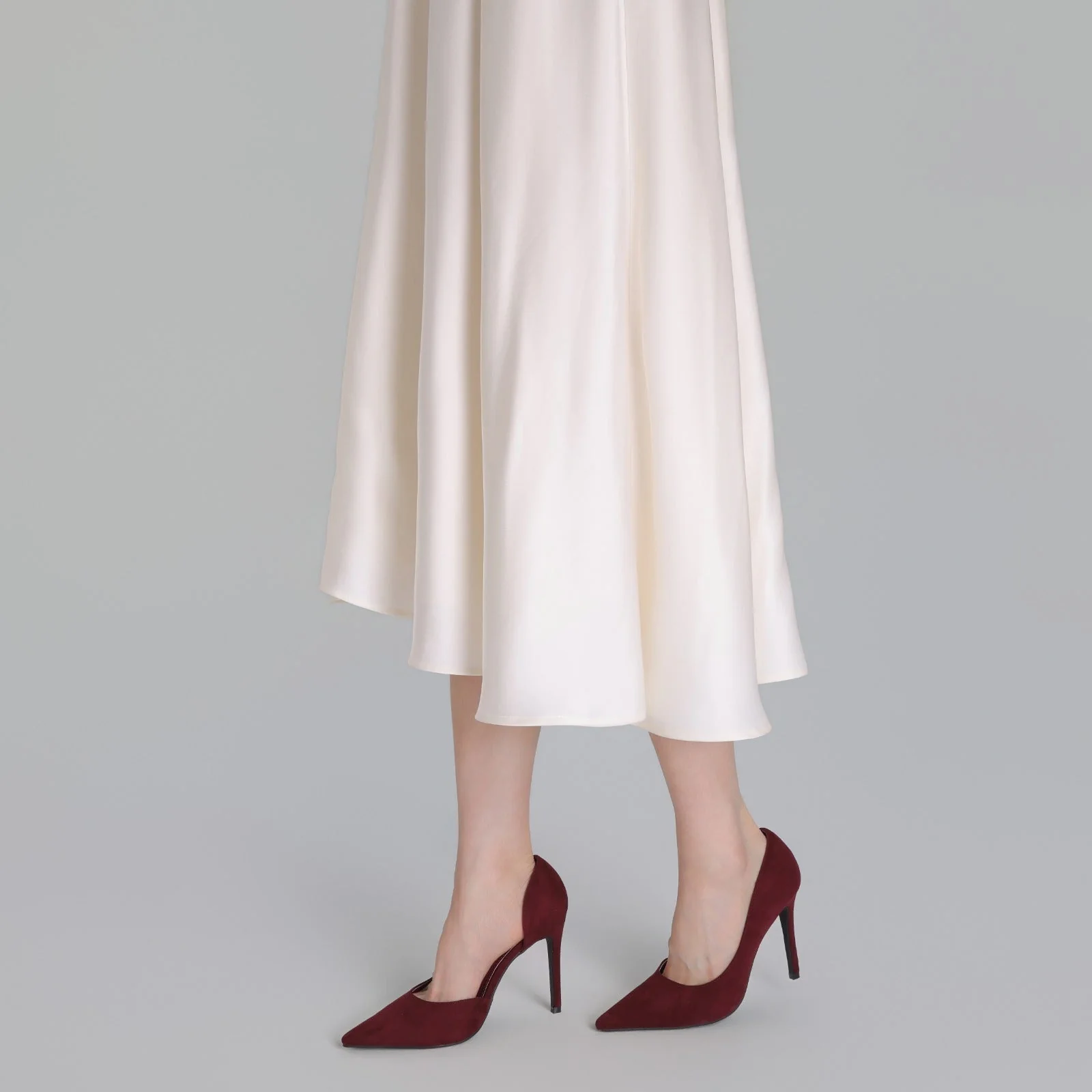 Burgundy Suede Pointed Toe Pumps - Image 2