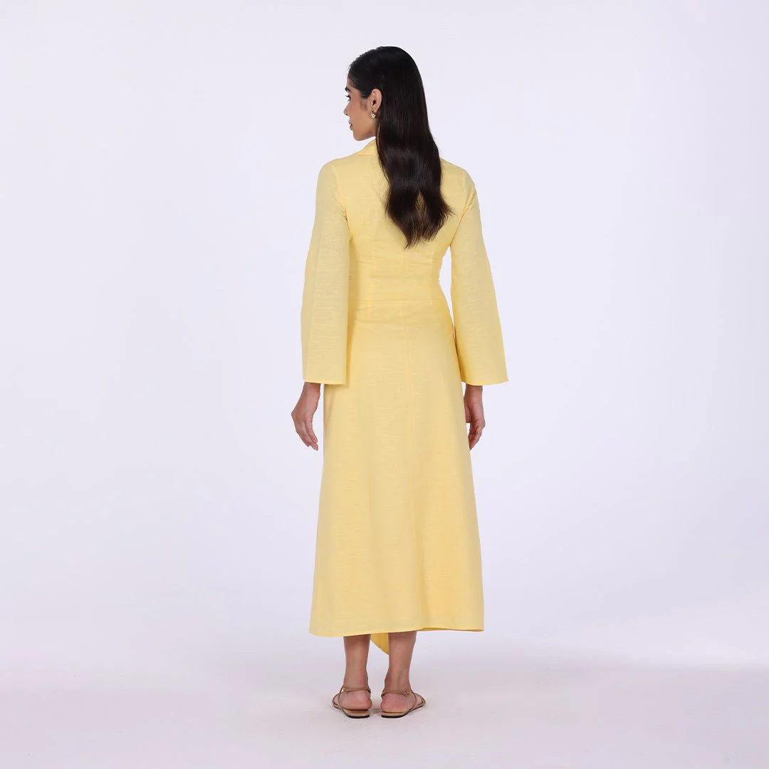 Buttoned Wrap Linen Shirt Dress - Image 5