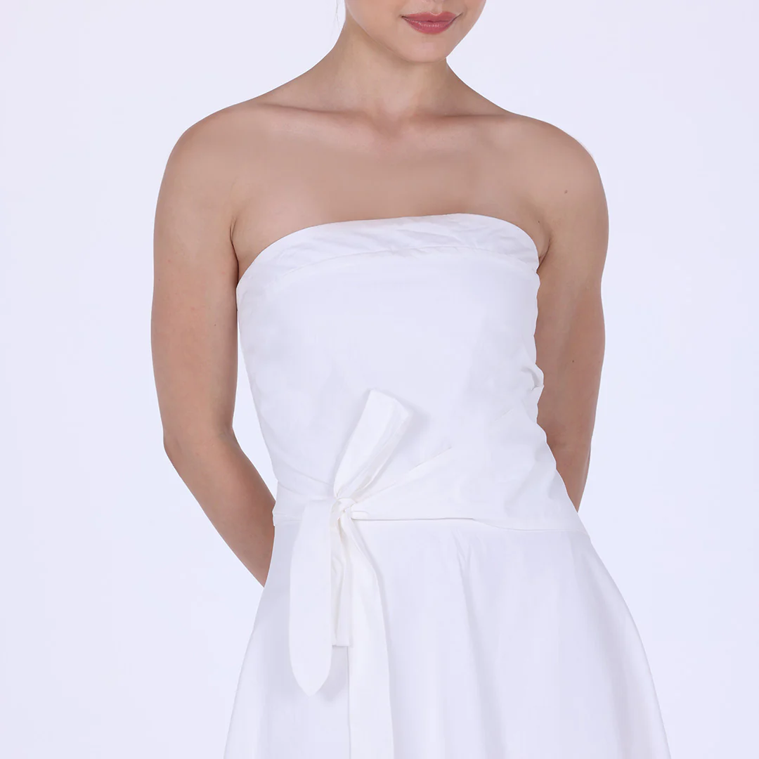 Cotton Poplin One-Shoulder Wrapped Midi Dress - Image 7