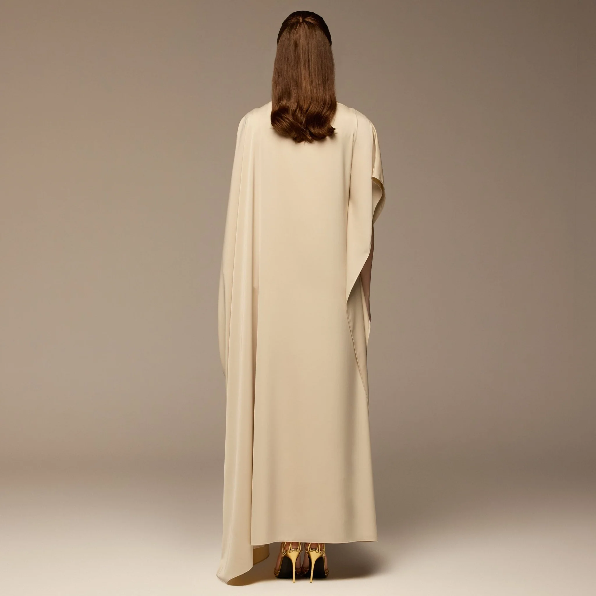 Cream Satin Cape Drape Kaftan - Image 4