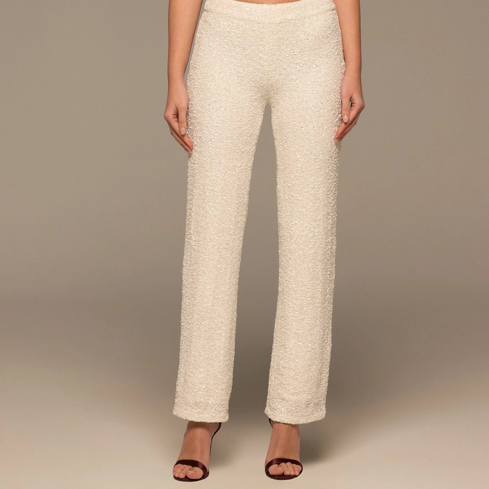 Ivory Wide Leg Sequin Pants