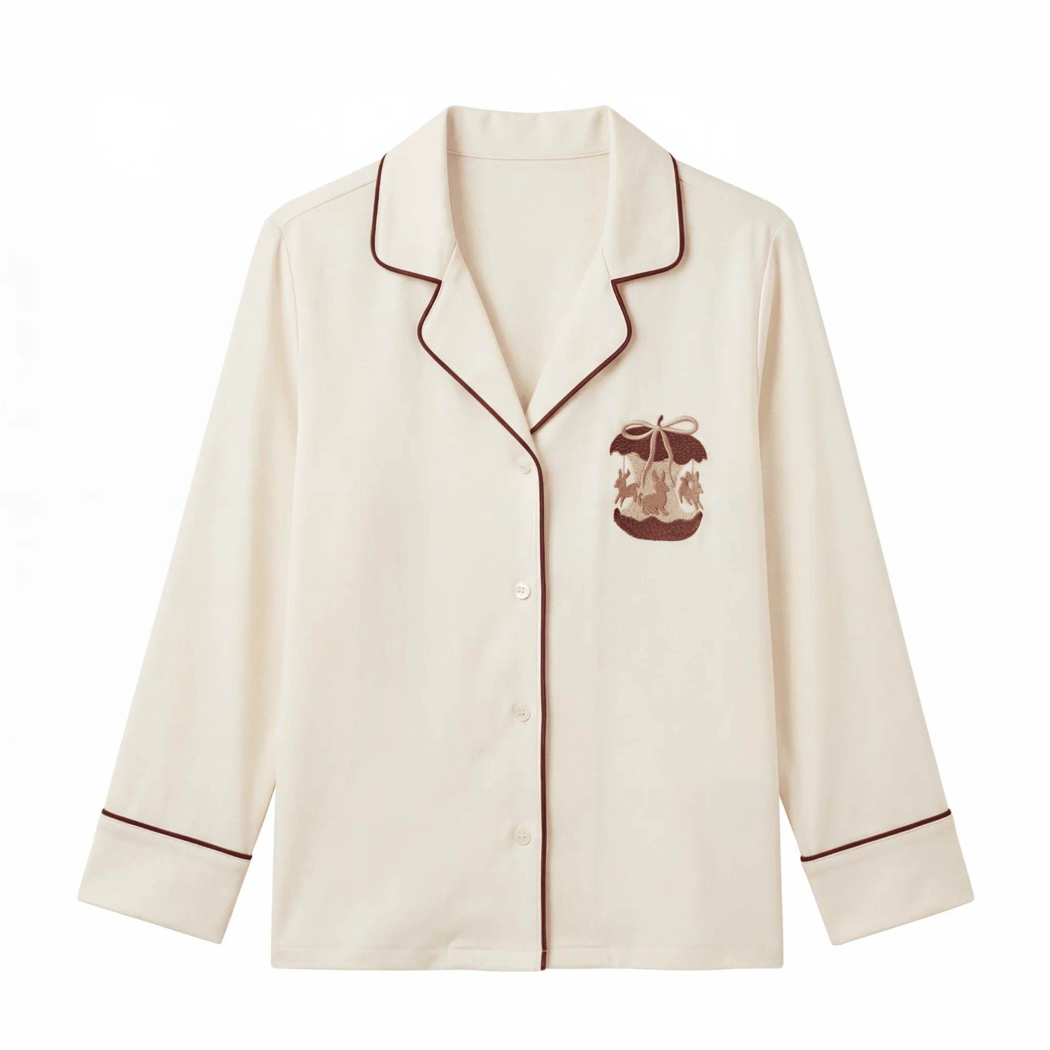 100% Cotton Ivory Embroidered Shirt