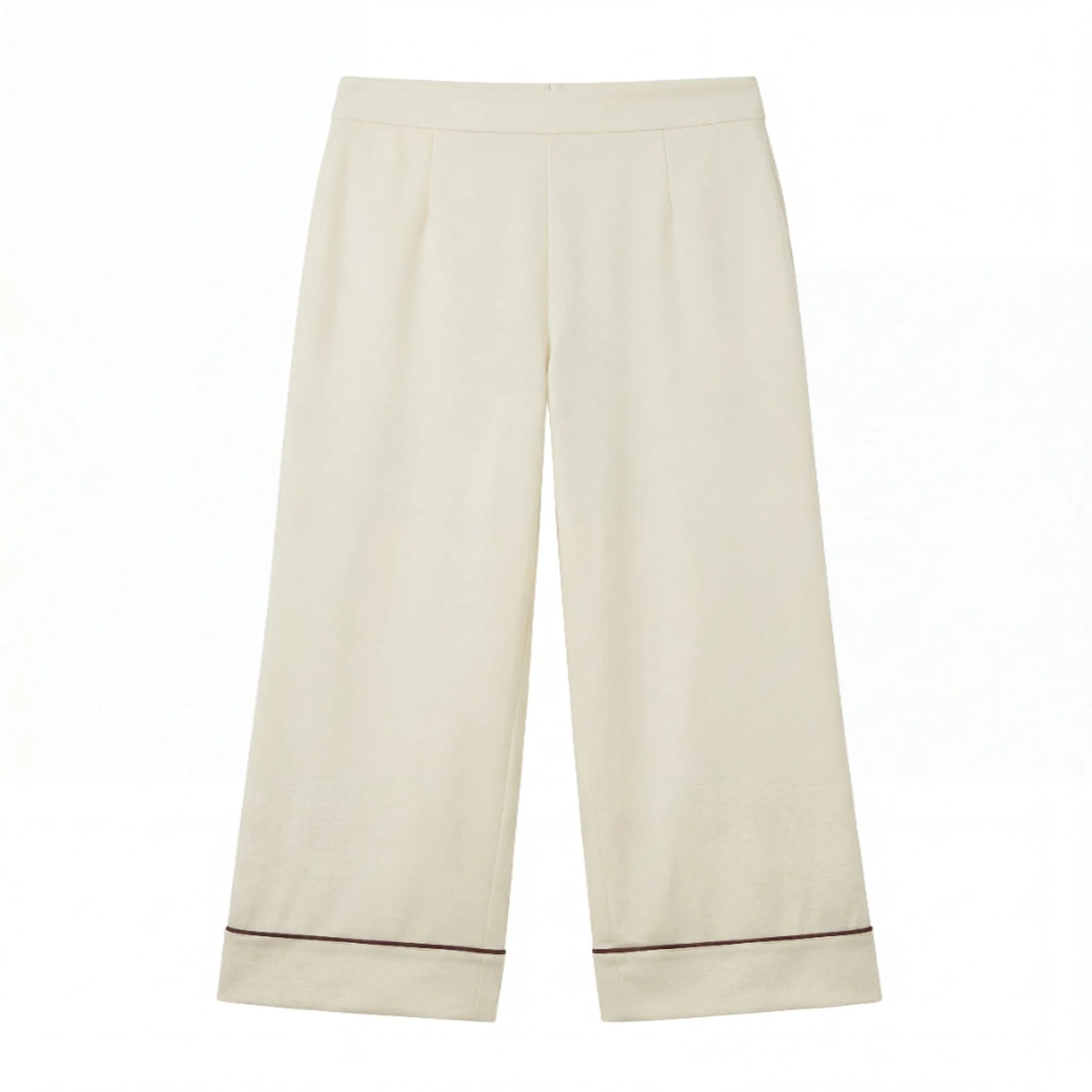 100% Cotton Ivory Wide Leg Pants For Kids