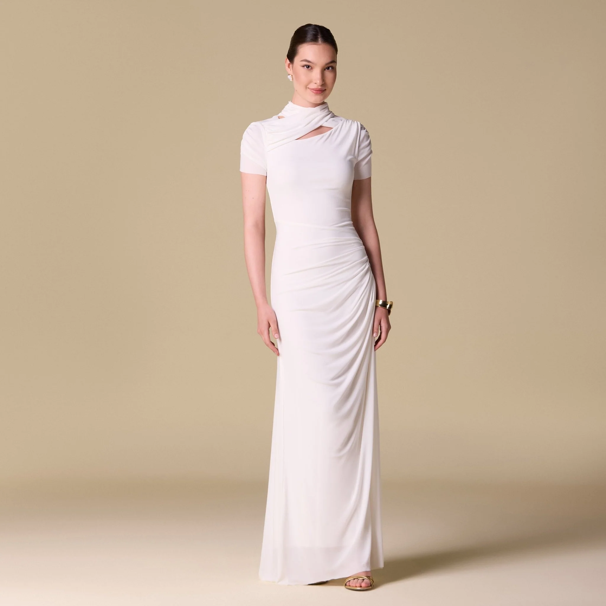 Jersey Gathered Short Sleeve Maxi Dress - Image 5