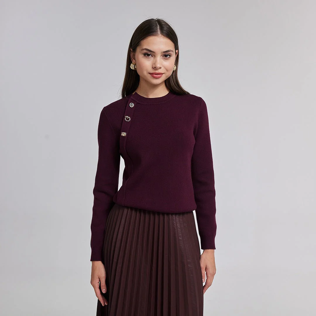 Knit Sweater with Side Buttons