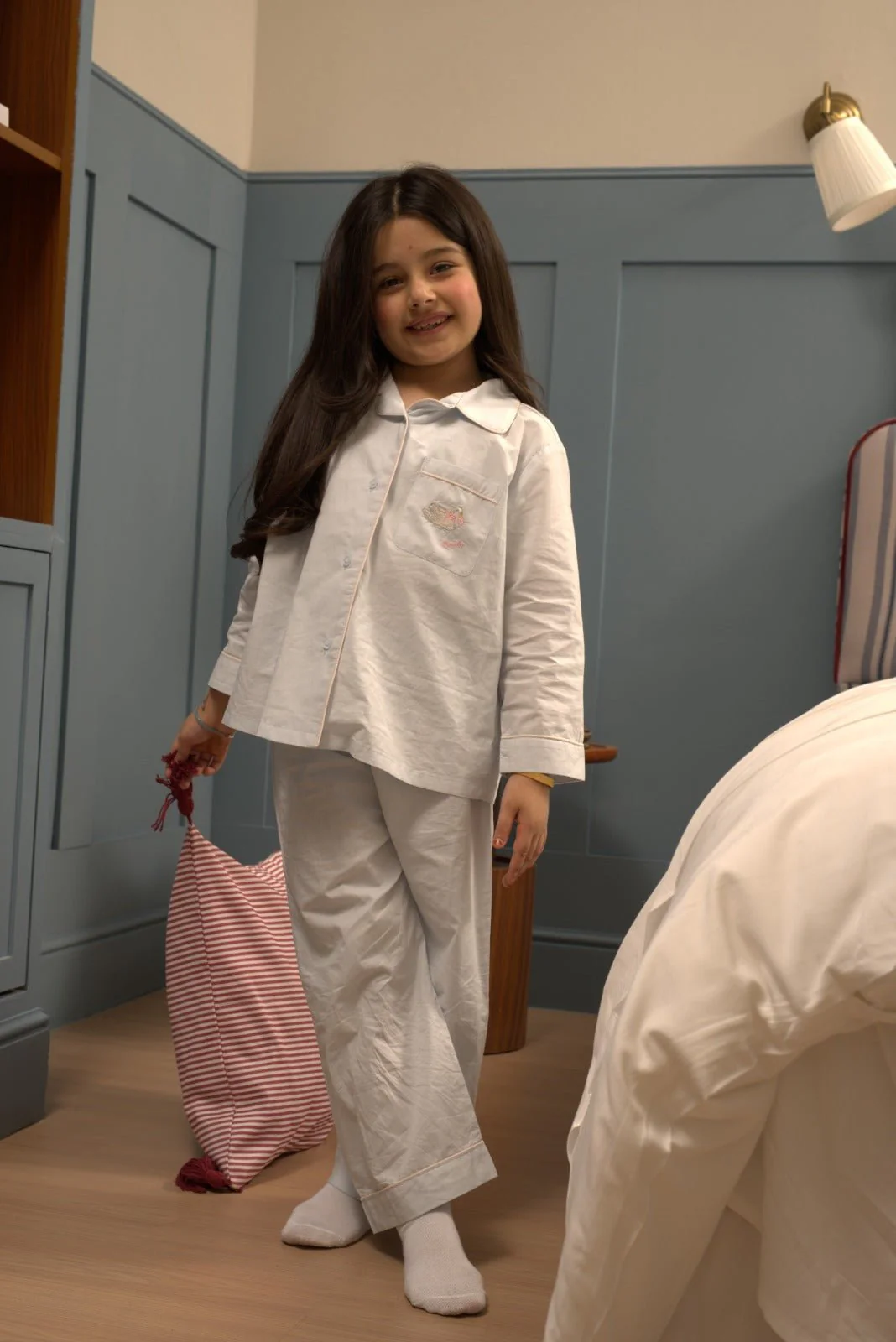 100% Cotton Light Blue Wide Leg Pants For Kids - Image 2