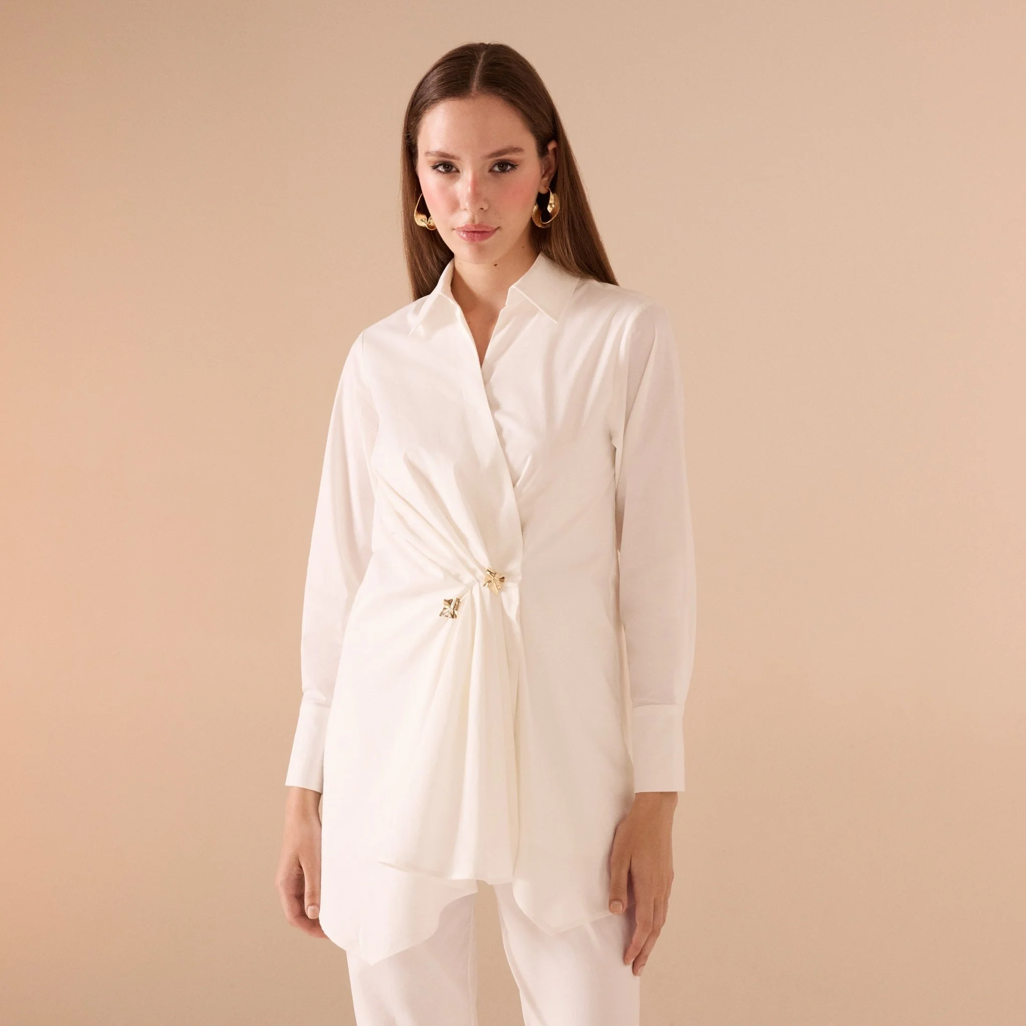 Long Sleeve Poplin Wrap Shirt