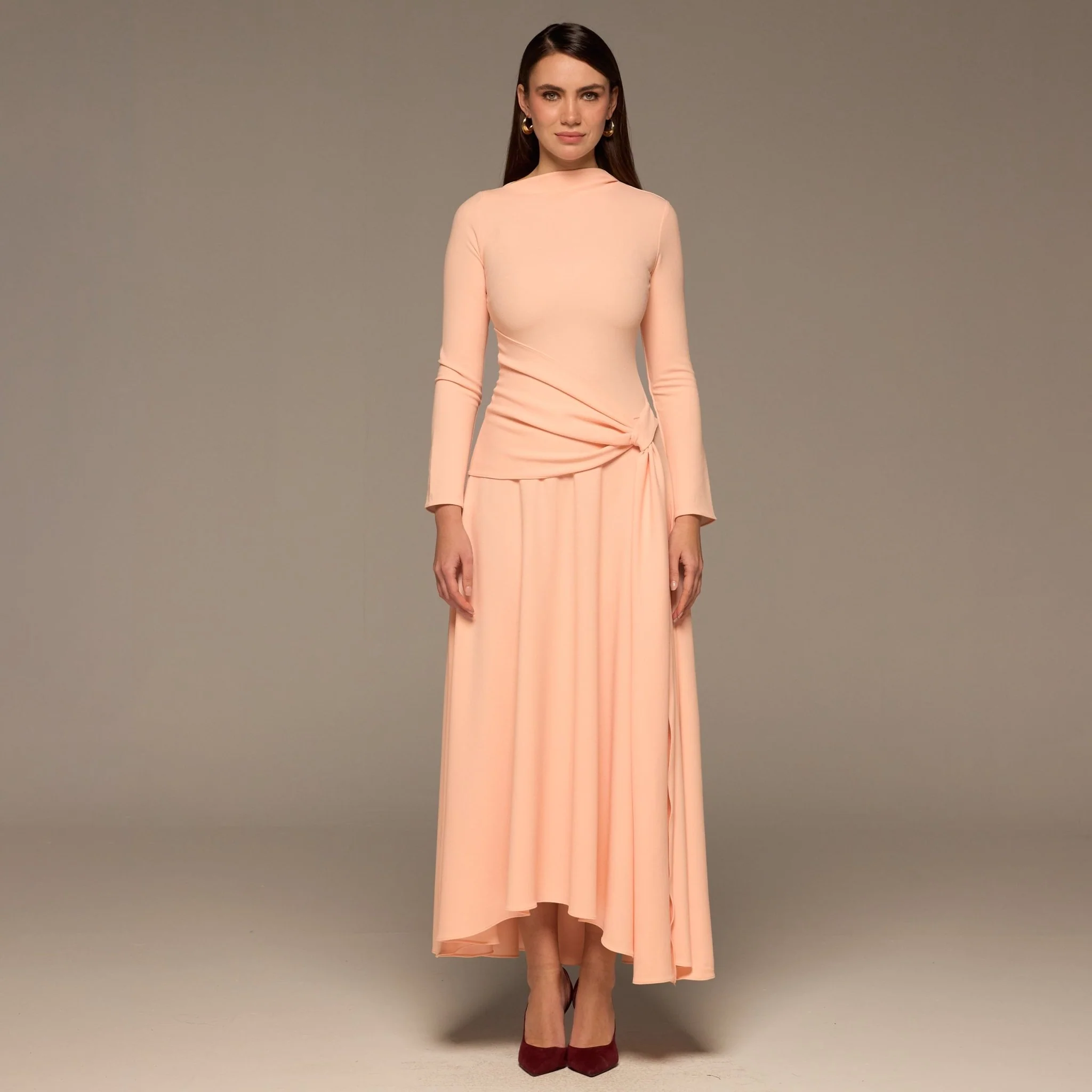 Pink Crepe Asymmetric Dress
