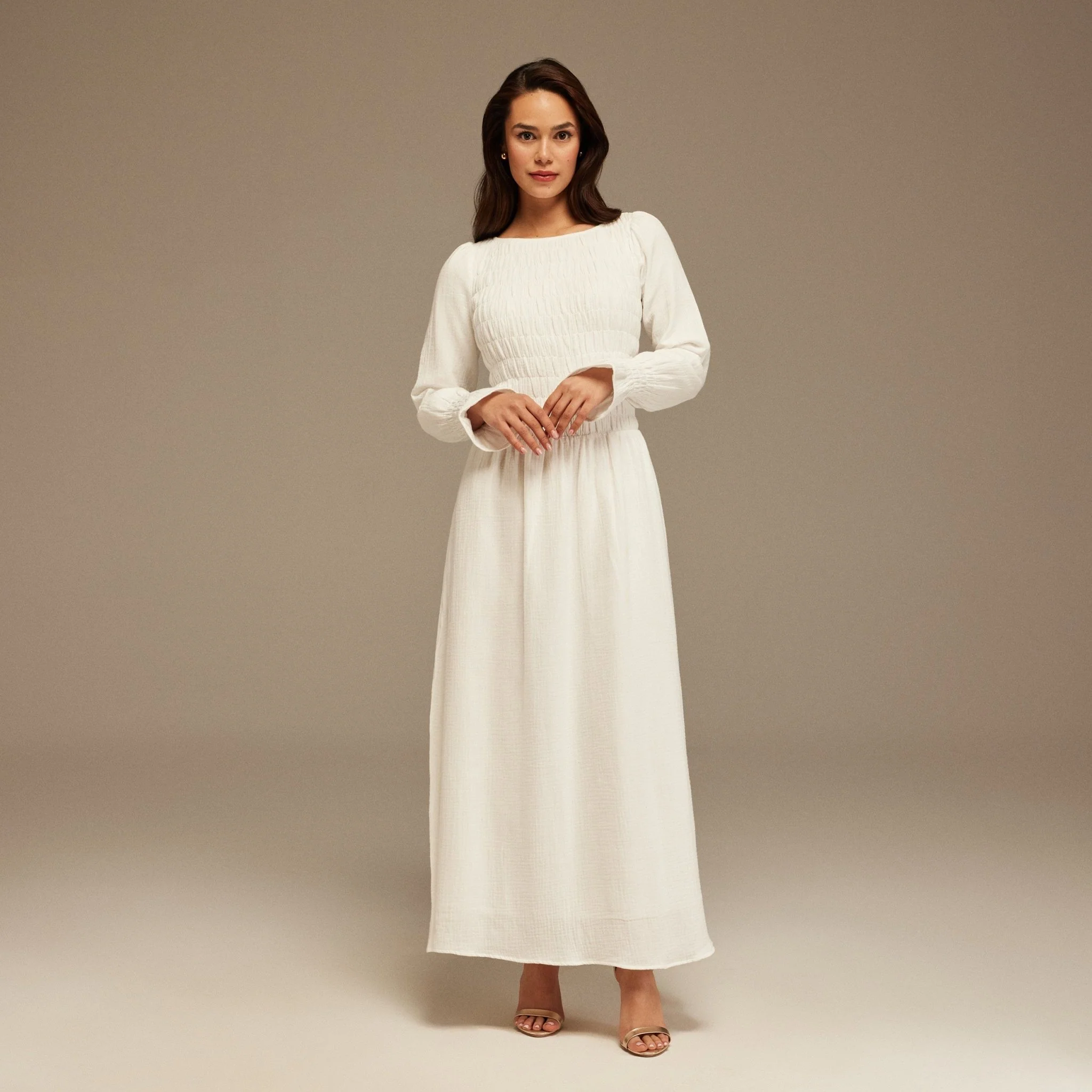 Ruched Turtle Neck Maxi Dress